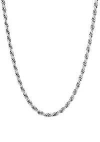 Millimeter Solid Rope Chain Necklace in Sterling Silver
