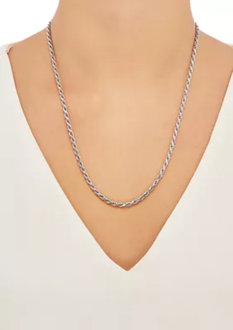 Millimeter Solid Rope Chain Necklace in Sterling Silver