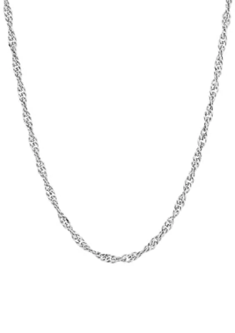 2.9 Millimeter Solid Singapore Chain Necklace in Sterling Silver