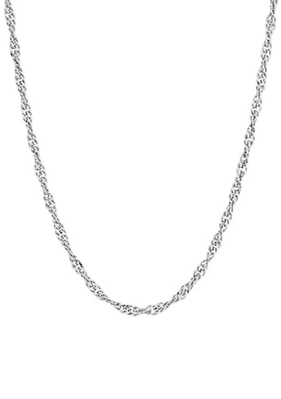 2.9 Millimeter Solid Singapore Chain Necklace in Sterling Silver