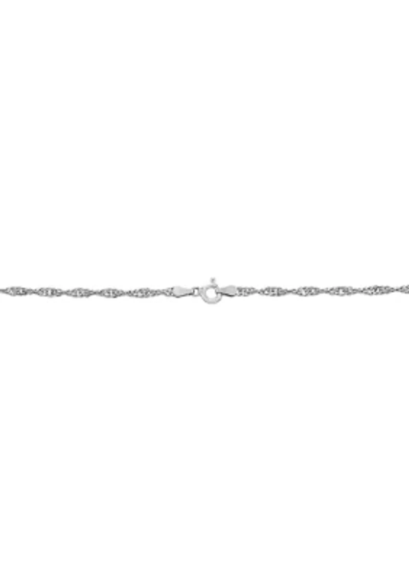 2.9 Millimeter Solid Singapore Chain Necklace in Sterling Silver