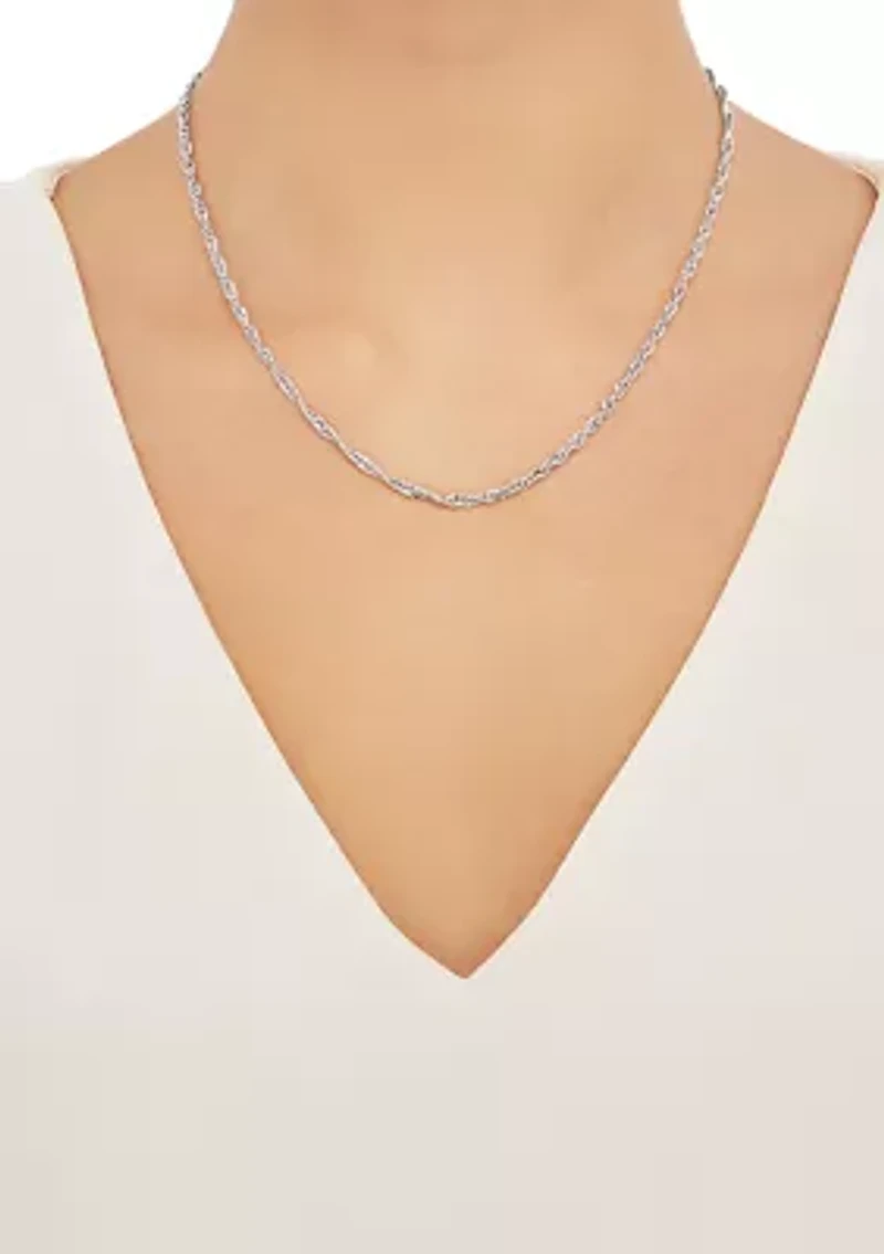 2.9 Millimeter Solid Singapore Chain Necklace in Sterling Silver