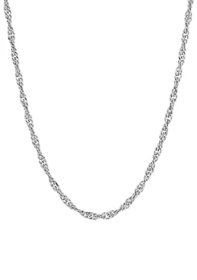 2.9 Millimeter Solid Singapore Chain Necklace in Sterling Silver