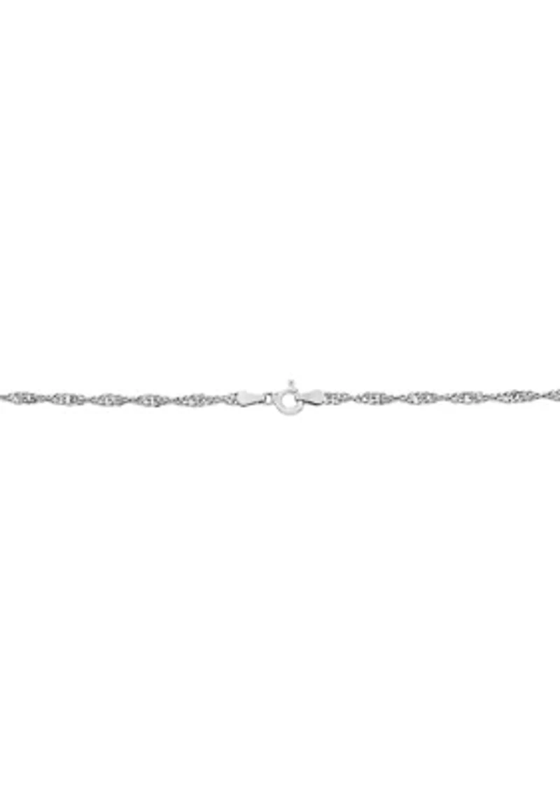 2.9 Millimeter Solid Singapore Chain Necklace in Sterling Silver