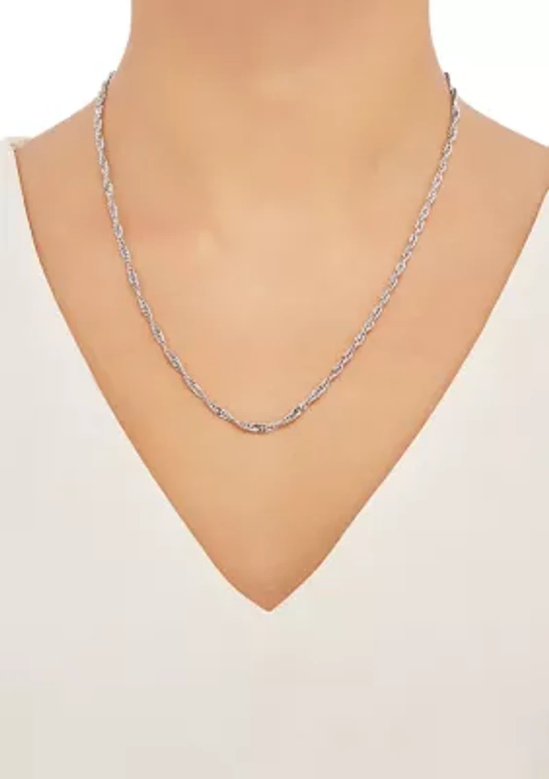 2.9 Millimeter Solid Singapore Chain Necklace in Sterling Silver