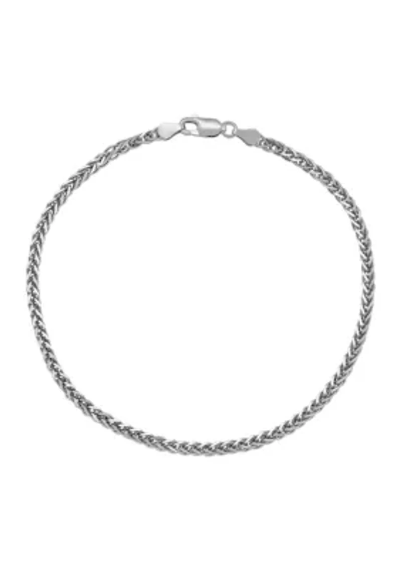 2.5 Millimeter Solid Round Wheat Chain Bracelet in Sterling Silver