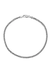 2.5 Millimeter Solid Round Wheat Chain Bracelet in Sterling Silver