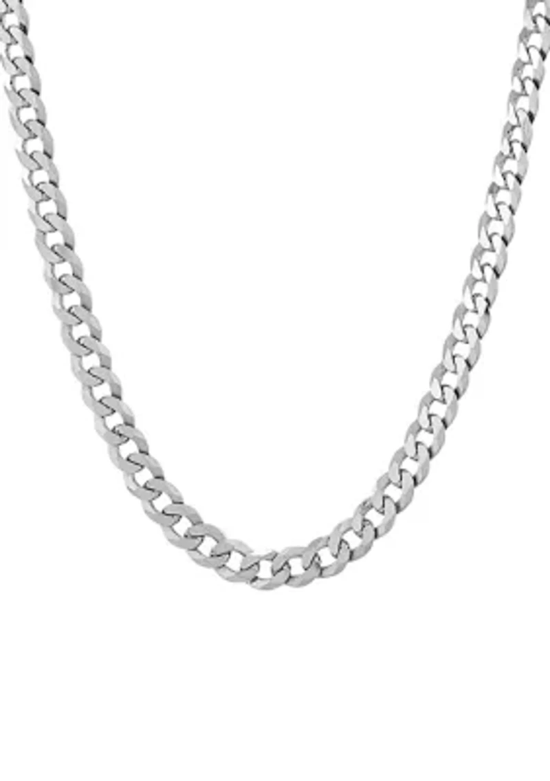 5 Millimeter Solid Flat Curb Chain Necklace in Sterling Silver