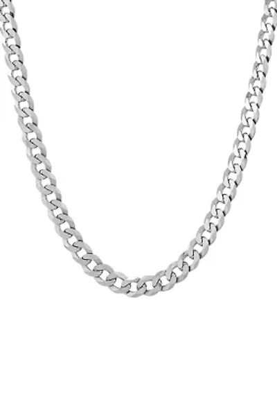 5 Millimeter Solid Flat Curb Chain Necklace in Sterling Silver
