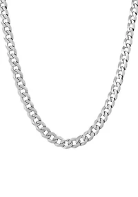 5 Millimeter Solid Flat Curb Chain Necklace in Sterling Silver