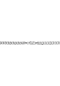 5 Millimeter Solid Flat Curb Chain Necklace in Sterling Silver
