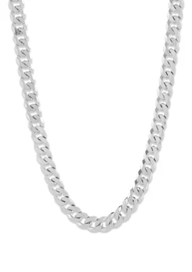 5 Millimeter Solid Flat Curb Chain Necklace in Sterling Silver