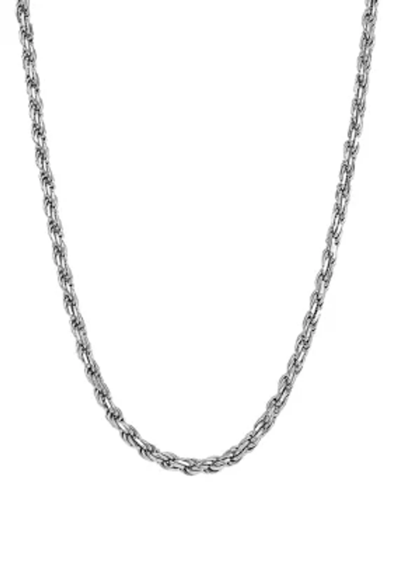 22 Inch Rope Chain Necklace in Sterling Silver