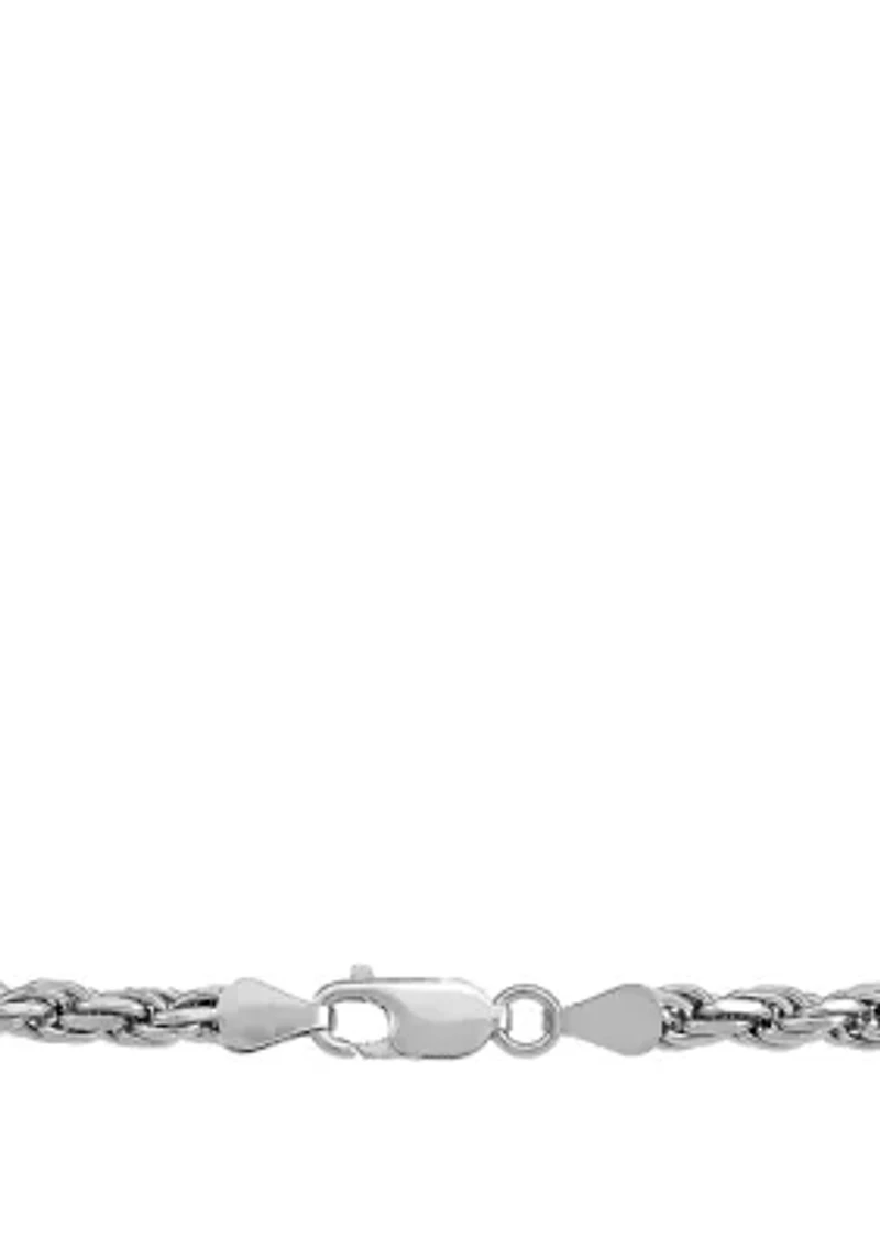 22 Inch Rope Chain Necklace in Sterling Silver