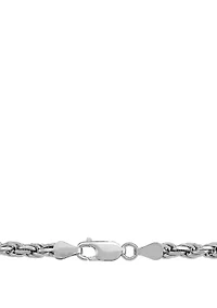 22 Inch Rope Chain Necklace in Sterling Silver 