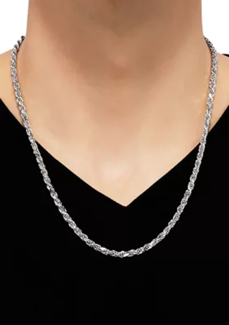 22 Inch Rope Chain Necklace in Sterling Silver