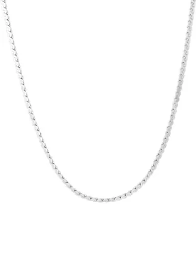 Solid Flat Serpentine Chain Necklace in Sterling Silver