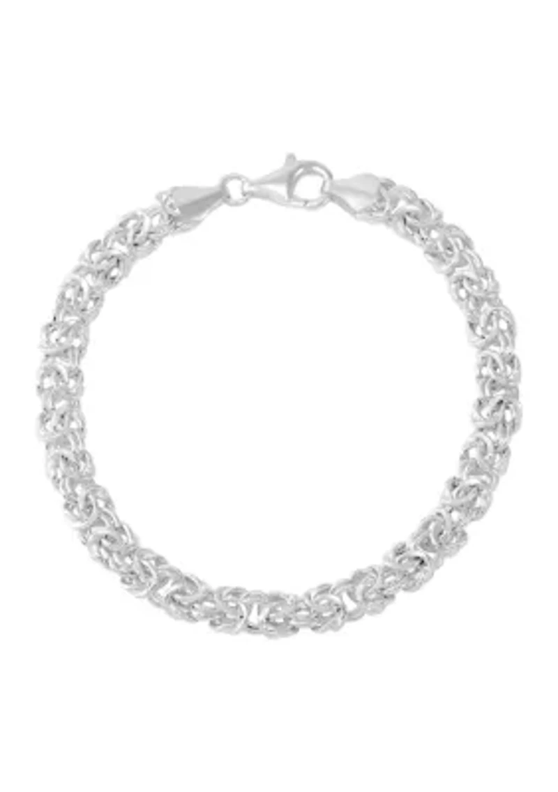 Heavy Hollow Byzantina Chain Bracelet in Sterling Silver