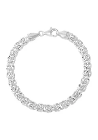 Heavy Hollow Byzantina Chain Bracelet in Sterling Silver