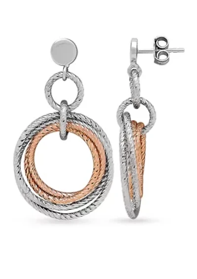 Sterling Silver And Rose Gold-Plated Circle Drop Earrings