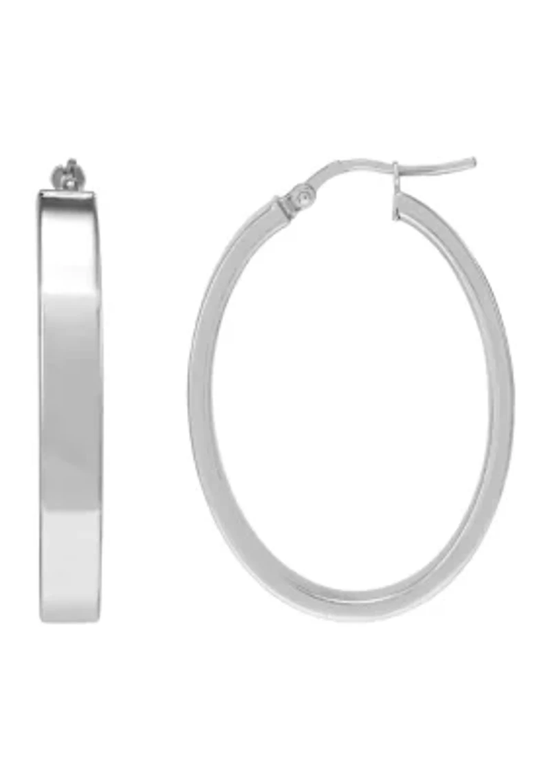 Sterling Silver Oval Hoop Earrings