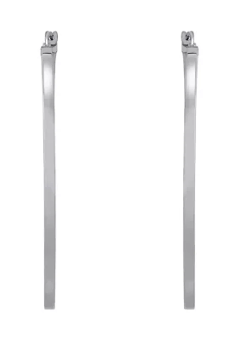 Square Tube Hoop Earrings in Sterling Silver