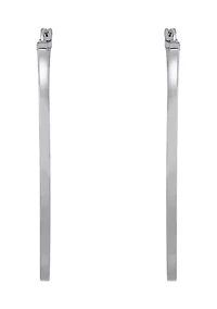Square Tube Hoop Earrings in Sterling Silver