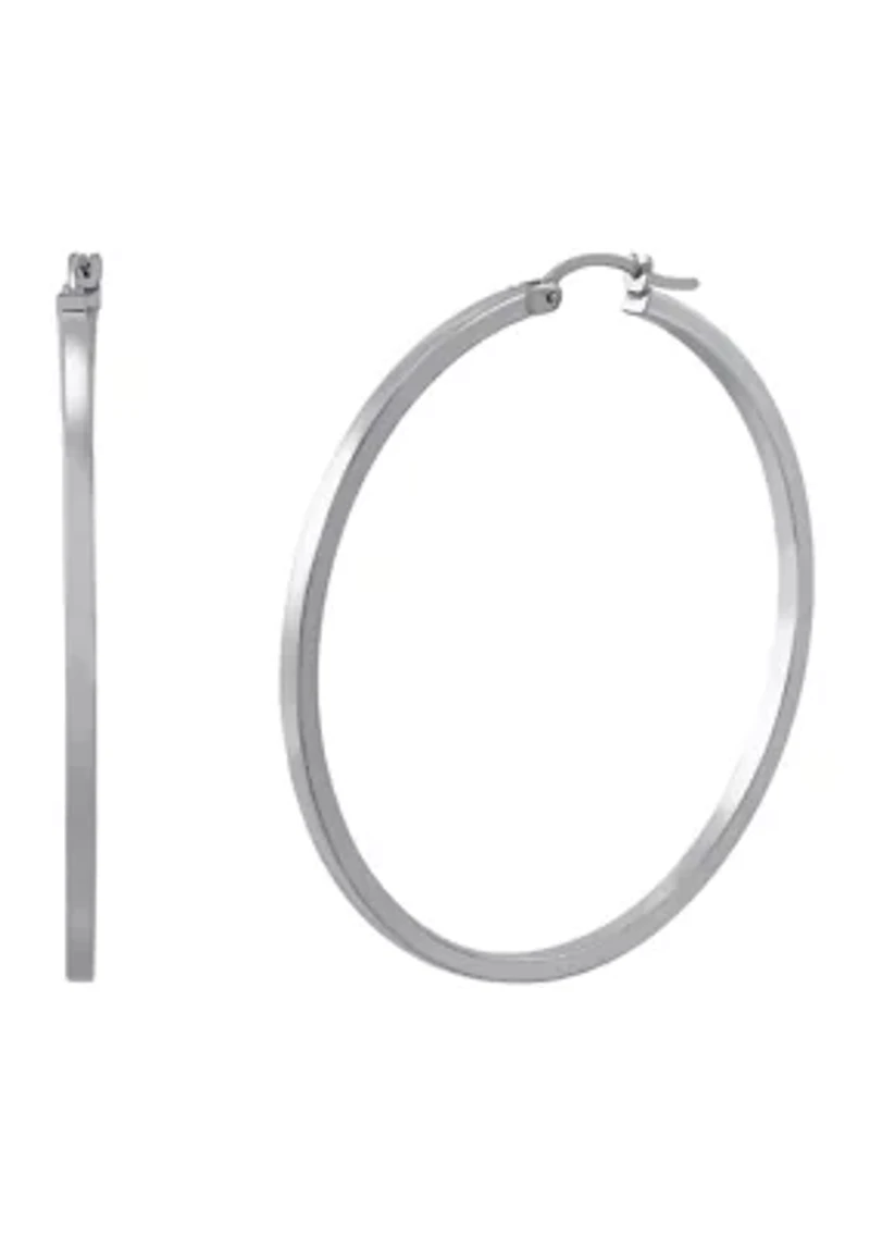 Square Tube Hoop Earrings in Sterling Silver