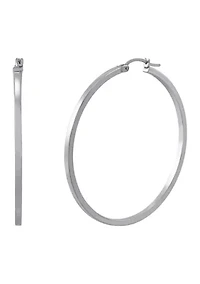 Square Tube Hoop Earrings in Sterling Silver