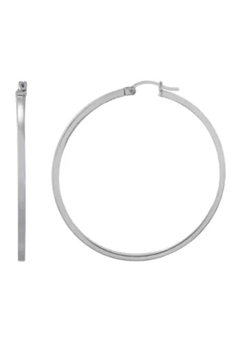 Square Tube Hoop Earrings in Sterling Silver