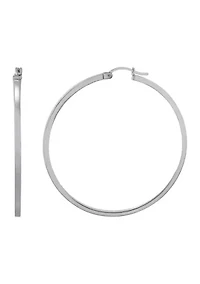 Square Tube Hoop Earrings in Sterling Silver