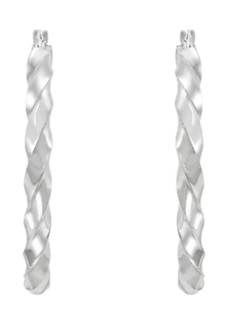 Twist Tube Hoop Earrings in Sterling Silver