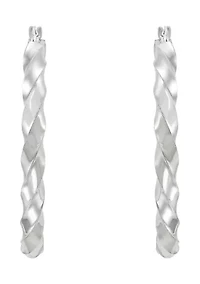 Twist Tube Hoop Earrings in Sterling Silver