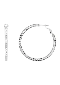 35 Millimeter Hollow Round Hoop Earrings in Sterling Silver 
