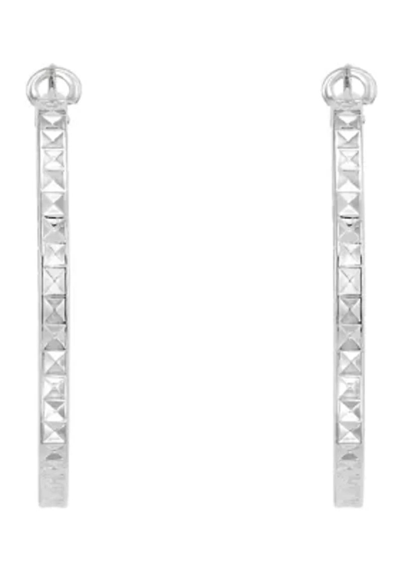 35 Millimeter Hollow Round Hoop Earrings in Sterling Silver 