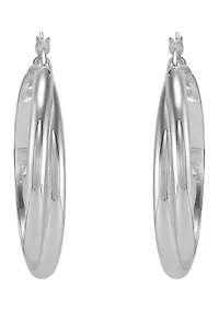 Double Row Crossover Tube Hoop Earrings in Sterling Silver