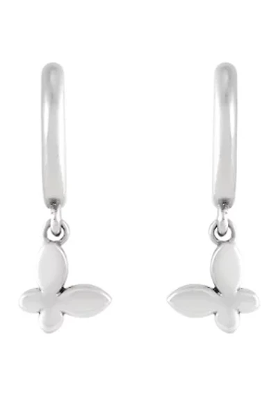 Butterfly J Hoop Earrings in Sterling Silver