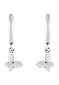 Butterfly J Hoop Earrings in Sterling Silver