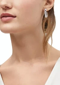 Tube J Hoop Earrings in Sterling Silver