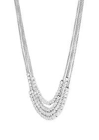 4 Row Beaded Layered Necklace in Sterling Silver