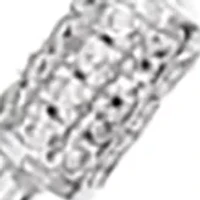 White Topaz Heart Clip On Curb Chain in Sterling Silver