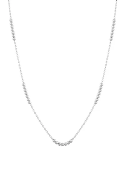 Solid Beads Station Necklace in Sterling Silver