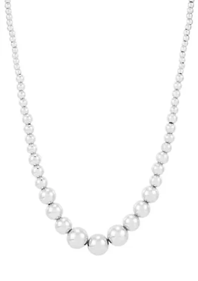Graduated Hollow Beads Necklace in Sterling Silver