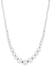 Graduated Hollow Beads Necklace in Sterling Silver 
