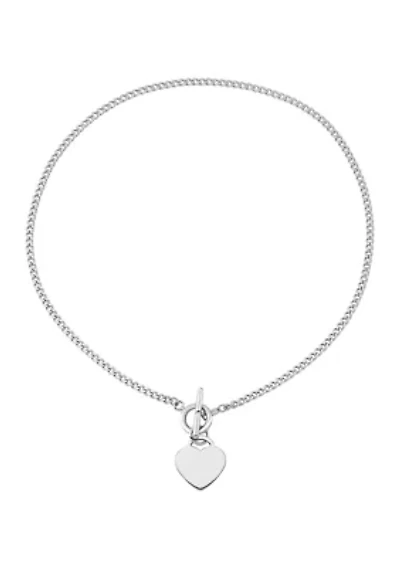 Sterling Silver Heart Curb Chain Necklace