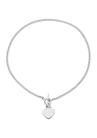 Sterling Silver Heart Curb Chain Necklace