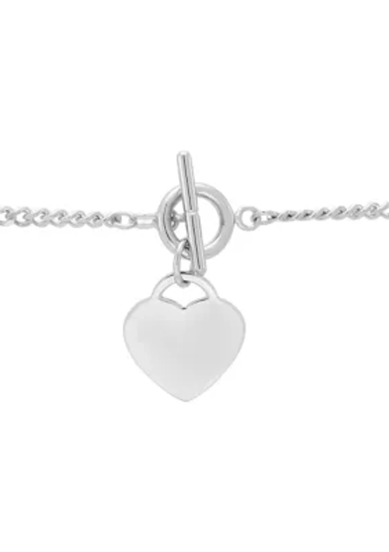 Sterling Silver Heart Curb Chain Necklace