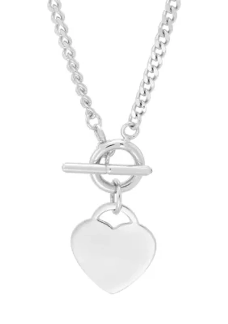 Sterling Silver Heart Curb Chain Necklace