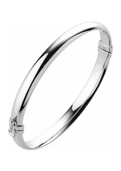 7 Millimeter Tube Honge Bangle Bracelet in Sterling Silver
