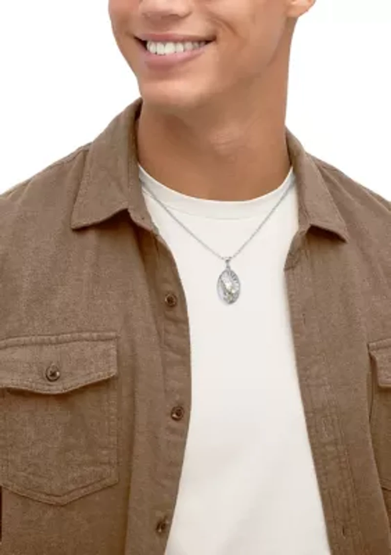 Praying Hand Medal Pendant with 20" Bead Chain in Sterling Silver